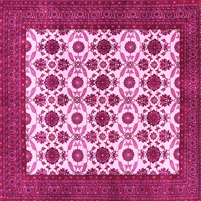 Square Machine Washable Persian Pink Traditional Rug, wshtr3499pnk