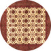 Round Persian Brown Traditional Rug, tr3499brn