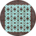 Round Machine Washable Persian Light Blue Traditional Rug, wshtr3499lblu