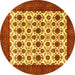 Round Machine Washable Persian Yellow Traditional Rug, wshtr3499yw