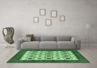 Machine Washable Persian Emerald Green Traditional Rug, wshtr3499emgrn