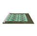 Sideview of Machine Washable Persian Turquoise Traditional Area Rugs, wshtr3499turq