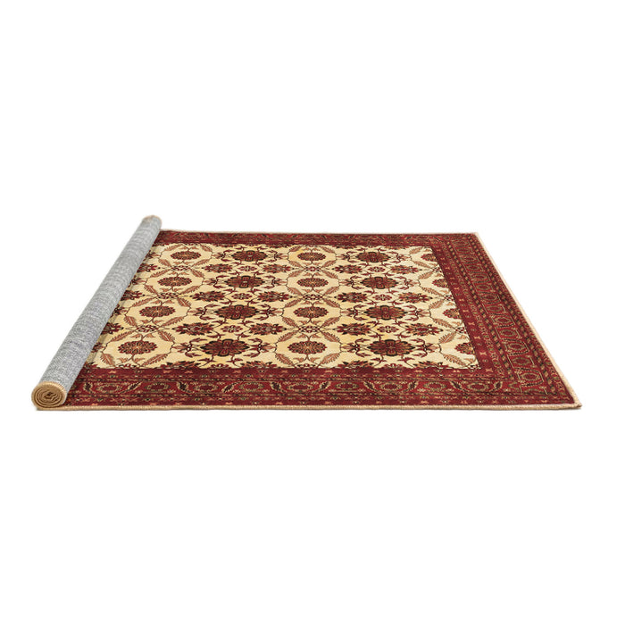 Sideview of Machine Washable Persian Brown Traditional Rug, wshtr3499brn
