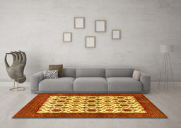Machine Washable Persian Yellow Traditional Rug in a Living Room, wshtr3499yw