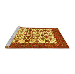 Sideview of Machine Washable Persian Yellow Traditional Rug, wshtr3499yw