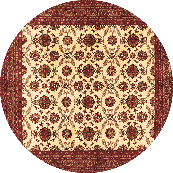Round Machine Washable Persian Brown Traditional Rug, wshtr3499brn