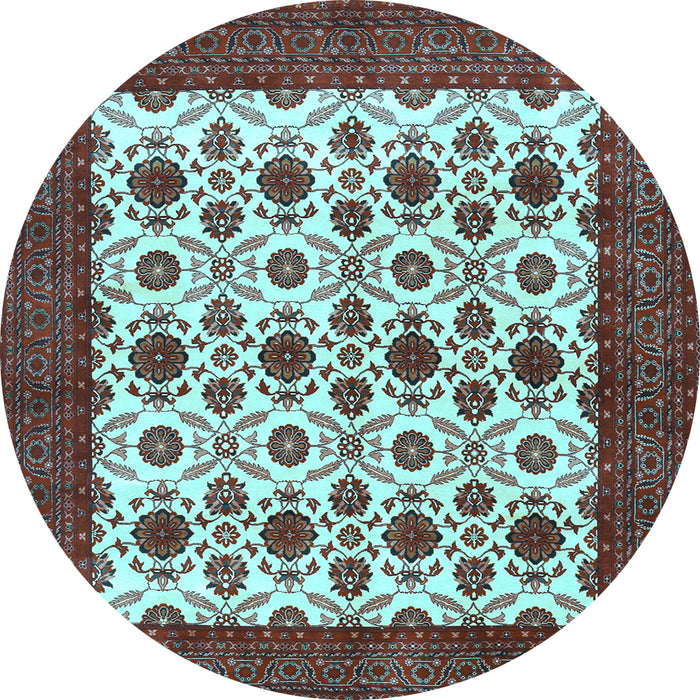 Round Persian Light Blue Traditional Rug, tr3499lblu
