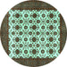 Round Persian Turquoise Traditional Rug, tr3499turq