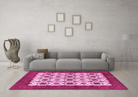 Machine Washable Persian Pink Traditional Rug, wshtr3499pnk