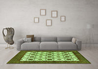 Machine Washable Persian Green Traditional Rug, wshtr3499grn