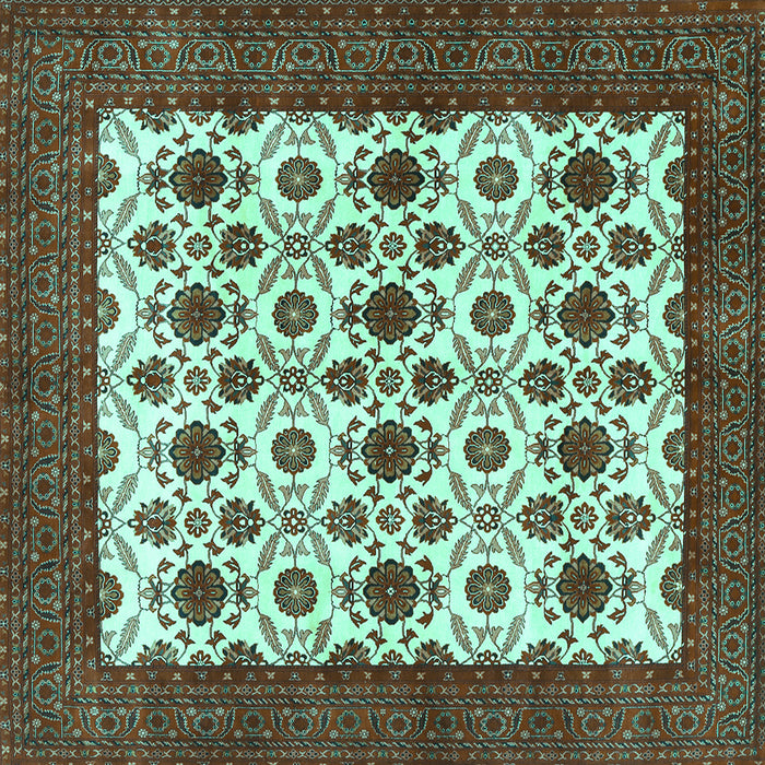 Square Machine Washable Persian Turquoise Traditional Area Rugs, wshtr3499turq