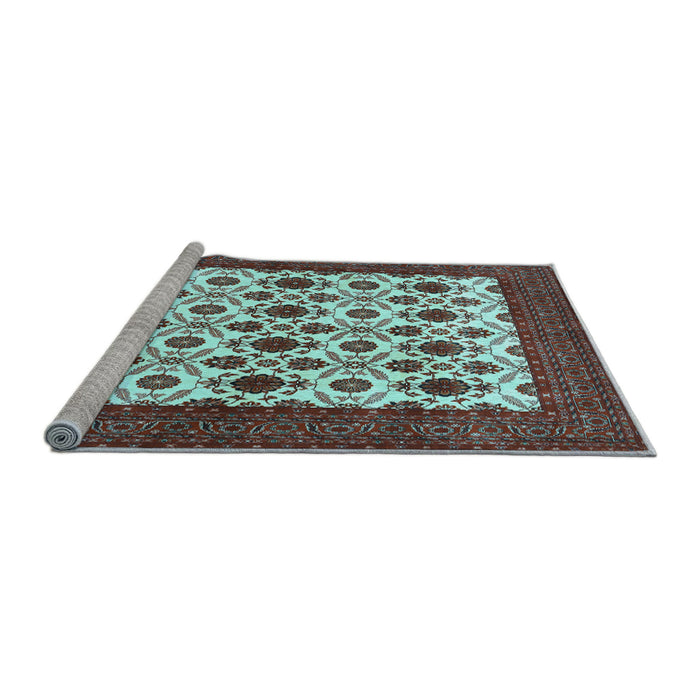 Sideview of Machine Washable Persian Light Blue Traditional Rug, wshtr3499lblu