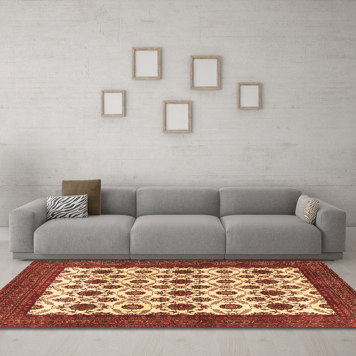 Machine Washable Persian Brown Traditional Rug in a Living Room,, wshtr3499brn
