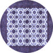 Round Machine Washable Persian Blue Traditional Rug, wshtr3499blu