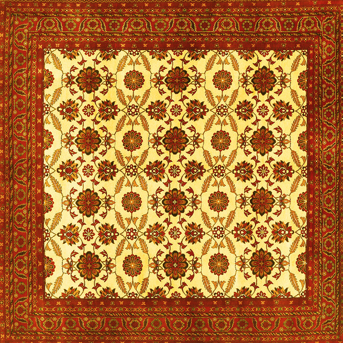 Square Machine Washable Persian Yellow Traditional Rug, wshtr3499yw