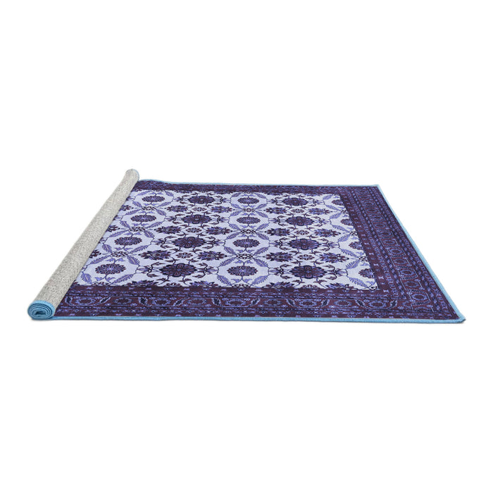 Sideview of Machine Washable Persian Blue Traditional Rug, wshtr3499blu