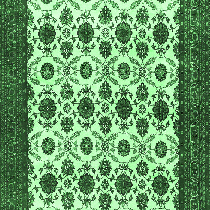 Machine Washable Persian Emerald Green Traditional Area Rugs, wshtr3499emgrn