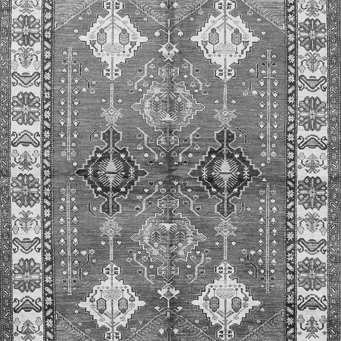 Serging Thickness of Machine Washable Geometric Gray Traditional Rug, wshtr349gry
