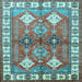 Square Geometric Light Blue Traditional Rug, tr349lblu