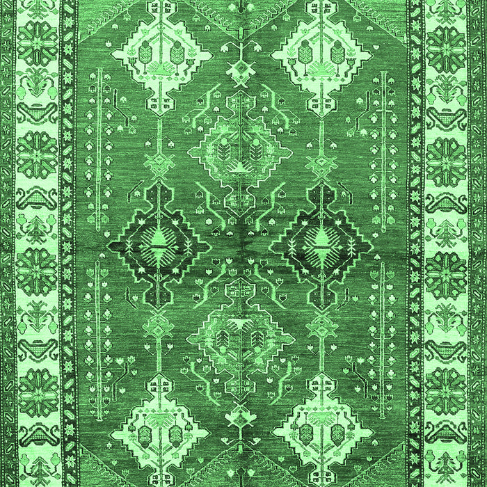Machine Washable Geometric Emerald Green Traditional Area Rugs, wshtr349emgrn