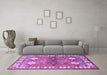 Machine Washable Geometric Purple Traditional Area Rugs in a Living Room, wshtr349pur