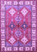 Machine Washable Geometric Purple Traditional Area Rugs, wshtr349pur