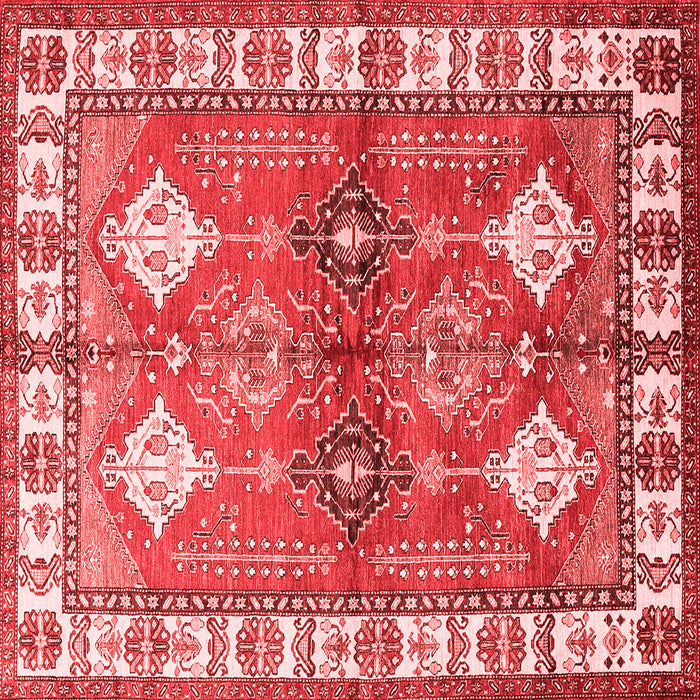 Machine Washable Geometric Red Traditional Rug, wshtr349red