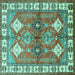 Square Geometric Turquoise Traditional Rug, tr349turq