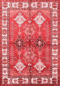 Geometric Red Traditional Rug, tr349red