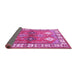 Sideview of Geometric Pink Traditional Rug, tr349pnk