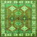 Round Machine Washable Geometric Green Traditional Area Rugs, wshtr349grn