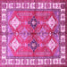 Square Machine Washable Geometric Pink Traditional Rug, wshtr349pnk