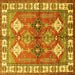 Square Geometric Yellow Traditional Rug, tr349yw