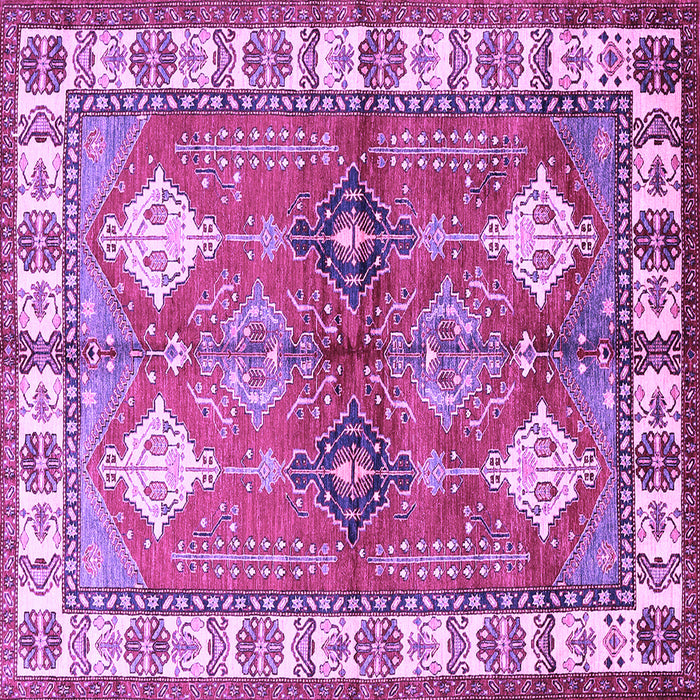Square Machine Washable Geometric Purple Traditional Area Rugs, wshtr349pur