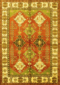 Geometric Yellow Traditional Rug, tr349yw