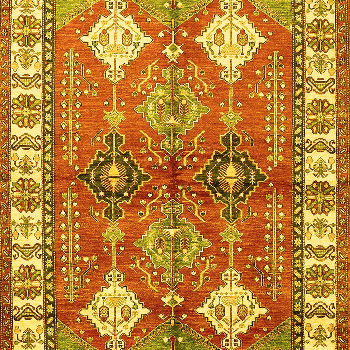 Geometric Yellow Traditional Rug, tr349yw