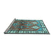 Sideview of Machine Washable Geometric Light Blue Traditional Rug, wshtr349lblu