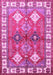 Machine Washable Geometric Pink Traditional Rug, wshtr349pnk