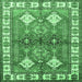 Square Geometric Emerald Green Traditional Rug, tr349emgrn