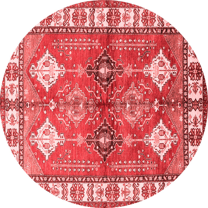 Machine Washable Geometric Red Traditional Rug, wshtr349red