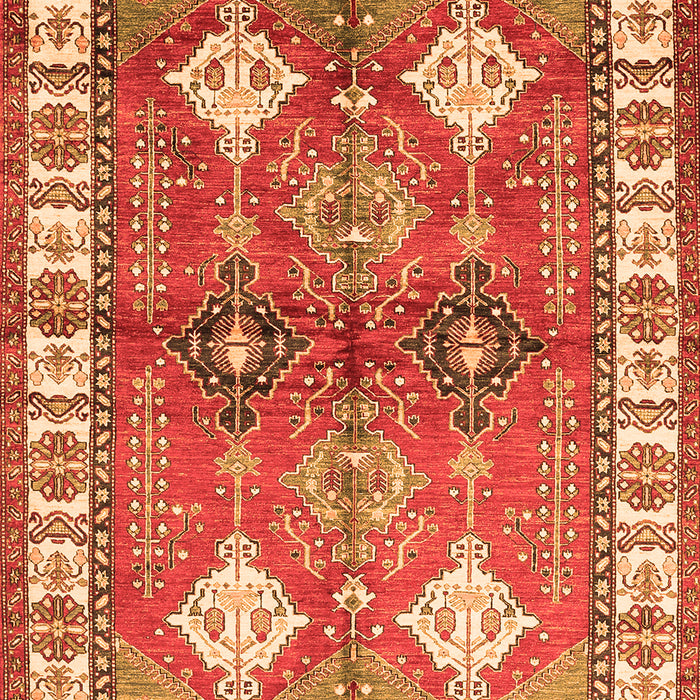 Serging Thickness of Machine Washable Geometric Orange Traditional Area Rugs, wshtr349org