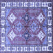 Square Machine Washable Geometric Blue Traditional Rug, wshtr349blu