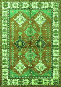 Geometric Green Traditional Rug, tr349grn