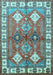 Geometric Light Blue Traditional Rug, tr349lblu