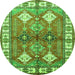 Square Geometric Green Traditional Rug, tr349grn