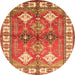 Square Geometric Orange Traditional Rug, tr349org