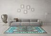 Machine Washable Geometric Light Blue Traditional Rug in a Living Room, wshtr349lblu