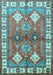 Machine Washable Geometric Light Blue Traditional Rug, wshtr349lblu