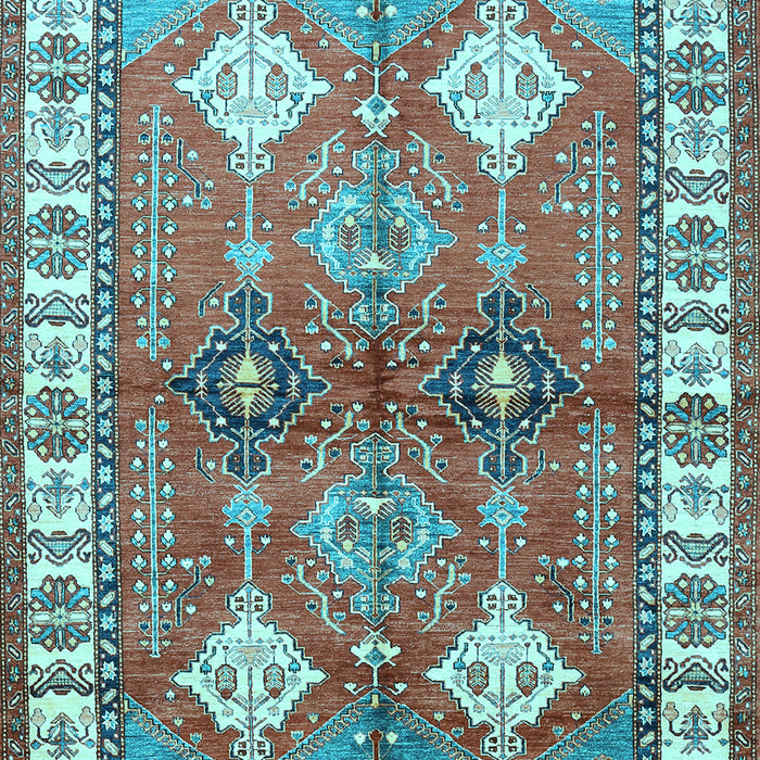 Machine Washable Geometric Light Blue Traditional Rug, wshtr349lblu