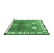 Sideview of Machine Washable Geometric Emerald Green Traditional Area Rugs, wshtr349emgrn